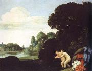 Carlo Saraceni landscape with salmacis and hermaphroditus oil on canvas